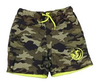 Hnědé army plážové kraťasy s potiskem Chapter young