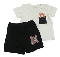 2set- bílé tričko s medvědem+ kraťasy 