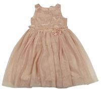 Světlerůžové saténovo/tylové slavnostní šaty H&M