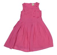 Růžové žinylkové šaty s kytičkami Yumi