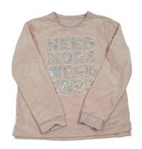 Světlerůžová plyšová mikina s nápisem C&A