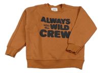 Hnědá mikina s nápisem 