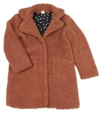 Starorůžový huňatý podšitý kabát Hema