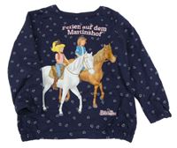 Tmavomodrá mikina se srdíčky a Bibi a Tina 