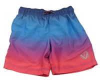 Modro-růžové plážové kraťasy s potiskem Primark