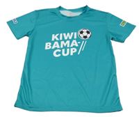 Modro-zelené sportovní tričko s fotbalovým míčem a banánem