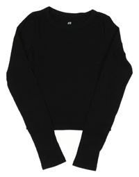 Černé žebrované triko H&M