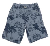 Modro-tmavomodré plátěné kraťasy s palmami C&A