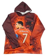 Vínovo-červená sportovní mikina s Ronaldem a kapucí 