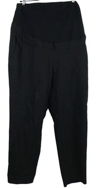 Dámské černé plátěné těhotenské kalhoty H&M