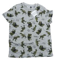 Šedé tričko s dinosaury Pep&Co