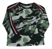 Khaki-šedo-černé army pyžamové triko Next