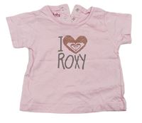 Světlerůžové tričko s logem Roxy