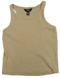 Béžový žebrovaný crop top New Look
