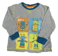 Šedé pyžamové triko s roboty zn. Liegelind