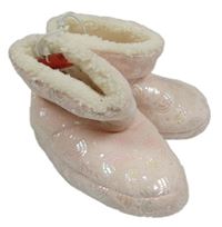 Nové - Světlerůžové chlupaté zateplené domácí válenky s duhami vel.24