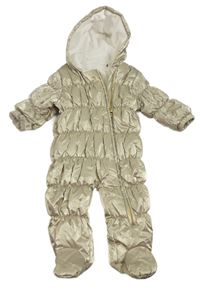 Zlatá prošívaná šusťáková nepromokavá zimní kombinéza s kapucí Next