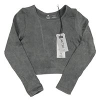 Nové - Šedé žebrované sportovní crop triko F&F