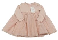 Nové - Světlerůžové bavlněno/tylové šaty F&F