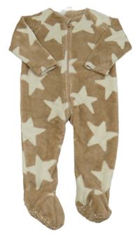 Hnědo-smetanový plyšový overal s hvězdami Next