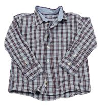 Světlemodro-vínová kostkovaná košile 