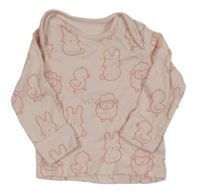 Světlerůžové triko se zajíčky C&A