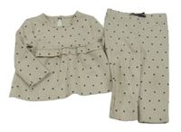 2set- béžovo-bílá vzorovaná mikina se srdíčky+ tepláky Tu