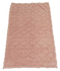 Růžová chlupatá 3D károvaná deka 