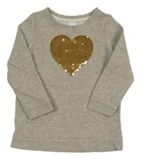 Světlešedá třpytivá mikina se srdíčkem z flitrů C&A