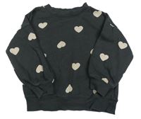 Tmavošedá mikina se srdíčky H&M
