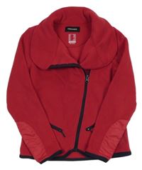 Malinová fleecová propínací funkční jezdecká mikina Fouganza