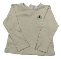 Béžové žebrované triko se slonem 