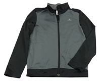 Tmavošedo-černá propínací sportovní mikina Domyos 