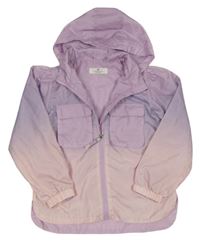 Lila-růžová ombré šusťáková jarní bunda s kapucí H&M