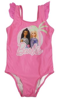Neonově růžové jednodílné plavky s Barbie H&M