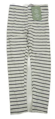 Nové - bílo-tmavomodré pruhované legíny H&M