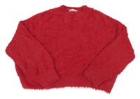 Červený chlupatý oversize svetr H&M