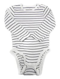 Bílo-antracitové pruhované žebrované body H&M