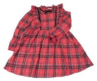Červeno-zeleno-stříbrné kostkované šaty s volánky Matalan