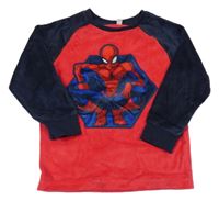 Tmavomodro-červené sametové pyžamové triko se Spidermanem 