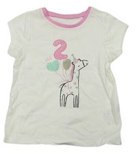 Bílo-růžové tričko se žirafou George