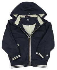 Tmavomodrá šusťáková podzimní bunda s kapucí H&M