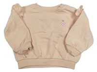 Broskvová oversize mikina s jahůdkou a volánky M&S