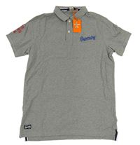 Šedé melírované polo tričko s logem Superdry 