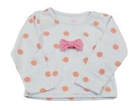 Bílé triko s puntíky a mašlí 