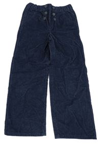 Tmavomodré manšestrové kalhoty s knoflíčky L&D