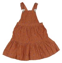 Rezavé manšestrové šaty s kytičkami H&M