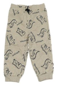 Nové - Béžové tepláky s dinosaury DopoDopo 