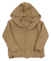 Béžový propínací podšitý svetr s kapucí George 