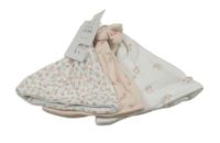 Nové - 3x - Bílá čepice se zajíčky + bílá s kytičkami + růžová s kytičkami Next vel. 44